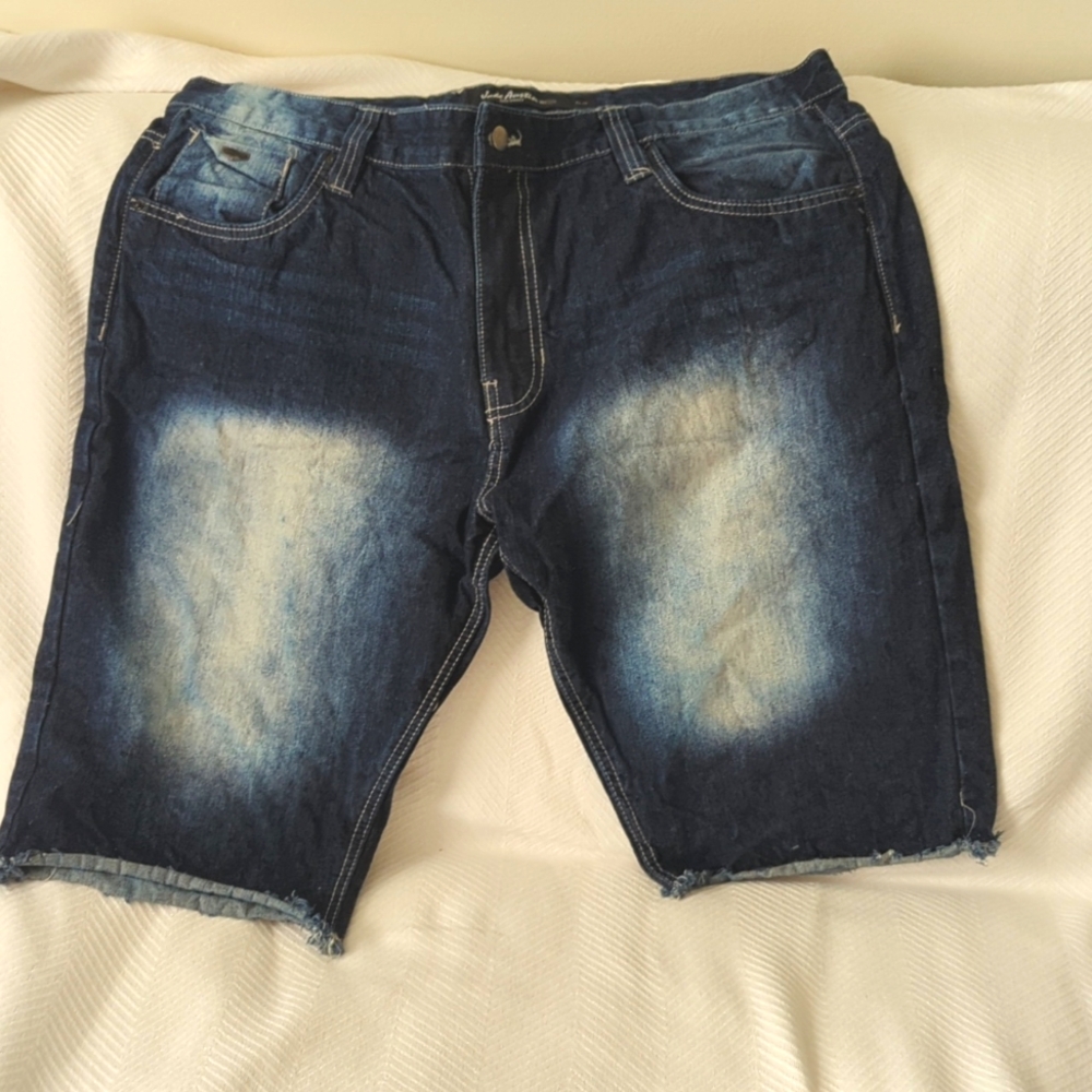 Dark Blue Men's Jean Shorts - Picture 3 of 3